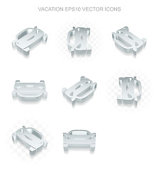 Image showing Tourism icons set: different views of metallic Car, transparent shadow, EPS 10 vector.