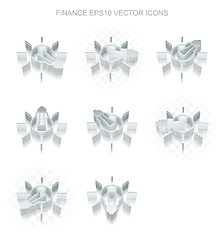 Image showing Finance icons set: different views of metallic Light Bulb, transparent shadow, EPS 10 vector.