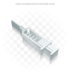 Image showing Healthcare icon: Flat metallic 3d Syringe, transparent shadow, EPS 10 vector.