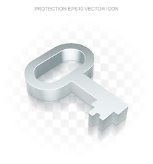 Image showing Privacy icon: Flat metallic 3d Key, transparent shadow, EPS 10 vector.