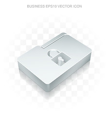 Image showing Business icon: Flat metallic 3d Folder, transparent shadow, EPS 10 vector.