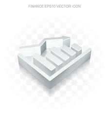 Image showing Finance icon: Flat metallic 3d Decline Graph, transparent shadow, EPS 10 vector.