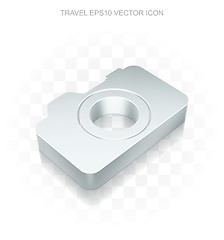 Image showing Travel icon: Flat metallic 3d Photo Camera, transparent shadow, EPS 10 vector.