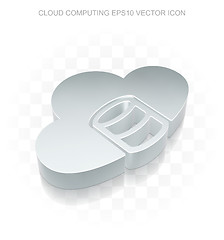 Image showing Cloud technology icon: Flat metallic 3d Database With Cloud, transparent shadow EPS 10 vector.