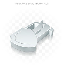 Image showing Insurance icon: Flat metallic 3d Car And Shield, transparent shadow EPS 10 vector.