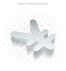 Image showing Banking icon: Flat metallic 3d Yen, transparent shadow, EPS 10 vector.