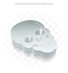 Image showing Medicine icon: Flat metallic 3d Scull, transparent shadow, EPS 10 vector.