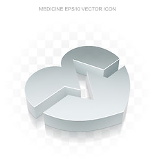 Image showing Healthcare icon: Flat metallic 3d Heart, transparent shadow, EPS 10 vector illustration.