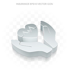 Image showing Insurance icon: Flat metallic 3d Heart And Palm, transparent shadow, EPS 10 vector.