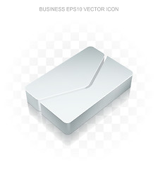 Image showing Business icon: Flat metallic 3d Email, transparent shadow, EPS 10 vector.
