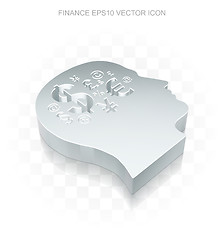 Image showing Finance icon: Flat metallic 3d Head With Finance, transparent shadow, EPS 10 vector.