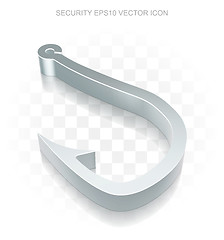 Image showing Protection icon: Flat metallic 3d Fishing Hook, transparent shadow, EPS 10 vector.