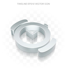 Image showing Timeline icon: Flat metallic 3d Watch, transparent shadow, EPS 10 vector.