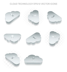 Image showing Cloud computing icons set: different views of metallic Cloud With Keyhole, transparent shadow, EPS 10 vector.