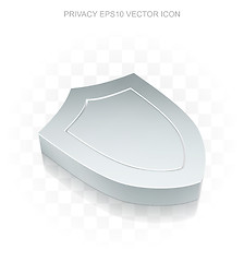 Image showing Safety icon: Flat metallic 3d Shield, transparent shadow, EPS 10 vector.