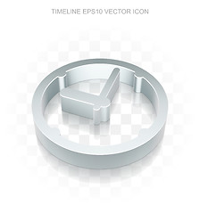 Image showing Time icon: Flat metallic 3d Clock, transparent shadow, EPS 10 vector.