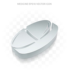 Image showing Health icon: Flat metallic 3d Pill, transparent shadow, EPS 10 vector.