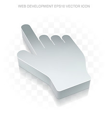 Image showing Web design icon: Flat metallic 3d Mouse Cursor, transparent shadow, EPS 10 vector.