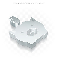 Image showing Banking icon: Flat metallic 3d Money Box With Coin, transparent shadow, EPS 10 vector.