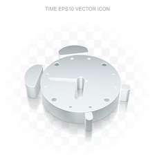 Image showing Timeline icon: Flat metallic 3d Alarm Clock, transparent shadow EPS 10 vector.