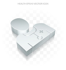 Image showing Healthcare icon: Flat metallic 3d Doctor, transparent shadow, EPS 10 vector.