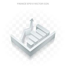 Image showing Finance icon: Flat metallic 3d Growth Graph, transparent shadow, EPS 10 vector.