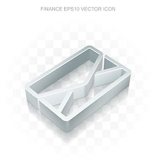 Image showing Finance icon: Flat metallic 3d Email, transparent shadow, EPS 10 vector.