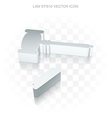 Image showing Law icon: Flat metallic 3d Gavel, transparent shadow, EPS 10 vector.
