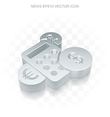 Image showing News icon: Flat metallic 3d Calculator, transparent shadow, EPS 10 vector.