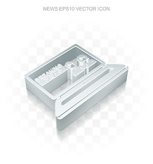 Image showing News icon: Flat metallic 3d Breaking News On Laptop, transparent shadow, EPS 10 vector.