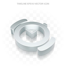 Image showing Time icon: Flat metallic 3d Watch, transparent shadow, EPS 10 vector.