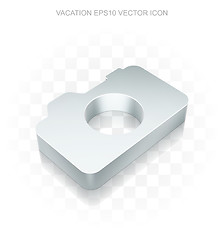 Image showing Travel icon: Flat metallic 3d Photo Camera, transparent shadow, EPS 10 vector.
