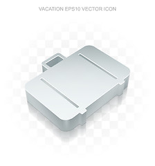 Image showing Travel icon: Flat metallic 3d Bag, transparent shadow EPS 10 vector.