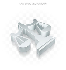 Image showing Law icon: Flat metallic 3d Scales, transparent shadow EPS 10 vector.