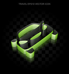 Image showing Tourism icon: Green 3d Car made of paper, transparent shadow, EPS 10 vector.