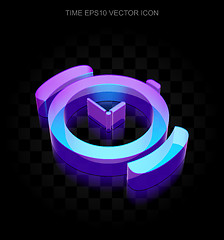 Image showing Timeline icon: 3d neon glowing Watch made of glass, EPS 10 vector.