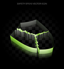 Image showing Safety icon: Green 3d Broken Shield made of paper, transparent shadow, EPS 10 vector.