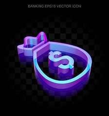 Image showing Currency icon: 3d neon glowing Money Bag made of glass, EPS 10 vector.