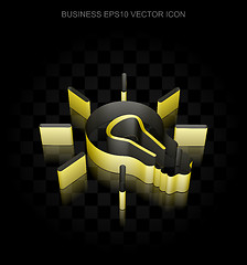 Image showing Finance icon: Yellow 3d Light Bulb made of paper, transparent shadow, EPS 10 vector.
