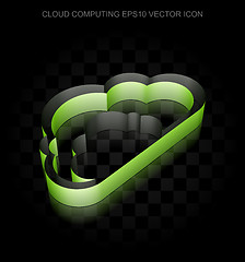 Image showing Cloud technology icon: Green 3d Cloud made of paper, transparent shadow, EPS 10 vector.