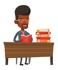 Image showing Student reading book vector illustration.