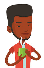 Image showing Man enjoying cup of hot coffee vector illustration