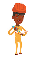 Image showing Miner checking documents vector illustration.