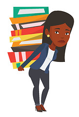 Image showing Student with pile of books vector illustration.