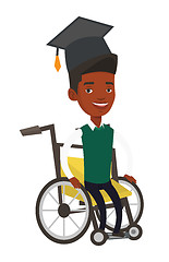 Image showing Graduate sitting in wheelchair vector illustration