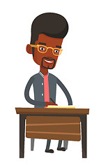 Image showing Student writing at the desk vector illustration.