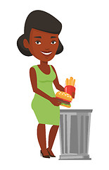 Image showing Woman throwing junk food vector illustration.