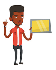 Image showing Student using tablet computer vector illustration.