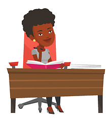 Image showing Student writing at the desk vector illustration.