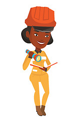 Image showing Miner checking documents vector illustration.